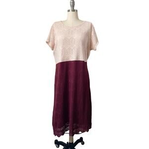 Downeast Women's Dress Size XL Color Block Zinfandel Lace Crochet NWT